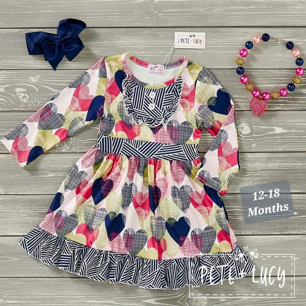 P+L Geo Hearts 💕  Dress 12-18 Months